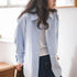 Women's French Striped Shirt – Oversized Blue & White Long Sleeve Blouse, Casual Spring Top